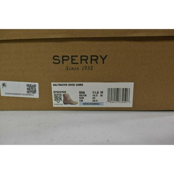 Sperry Mens Size 11.5 Saltwater Camo Water Resistant Lace Up Duck Boots Shoes - Picture 9 of 9